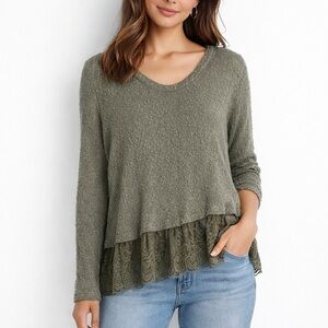 American Eagle Lace-Hem Knit Top